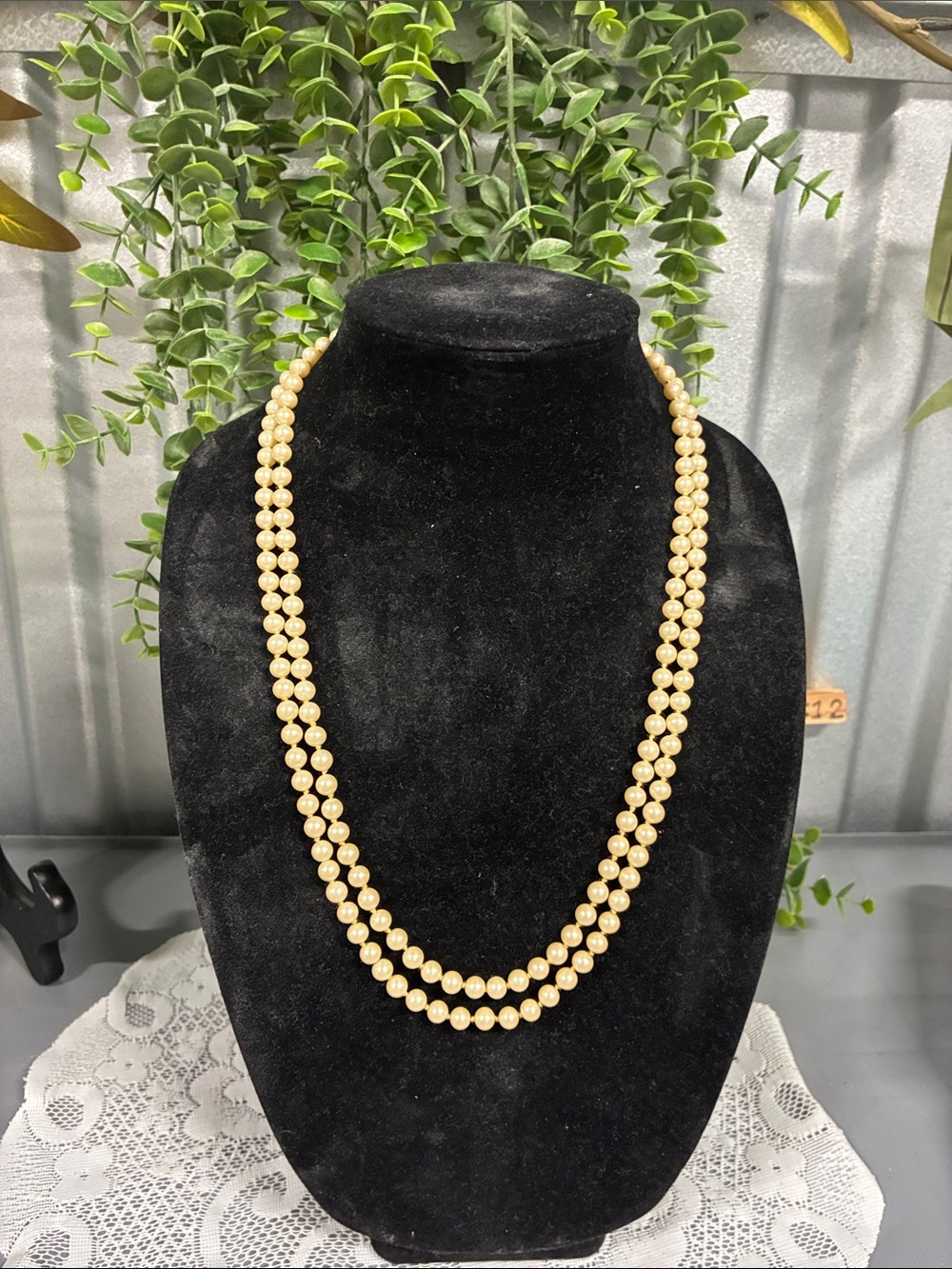 Classic Double-Strand Cream Pearl Necklace